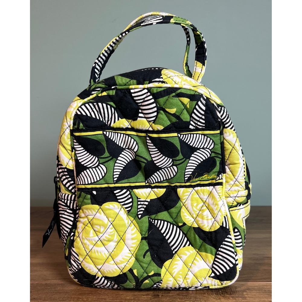 Vera Bradley Limes Up Lunch Bag Quilt Floral Insulated Cooler Green Yellow Black